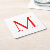 Initiaal letter red white monogramed professional kartonnen onderzetters (Schuin)
