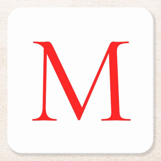 Initiaal letter red white monogramed professional kartonnen onderzetters (Voorkant)