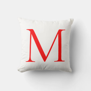 Initiaal letter red white monogramed professional kussen