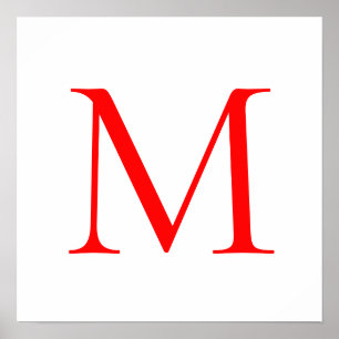 Initiaal letter red white monogramed professional poster