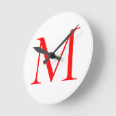 Initiaal letter red white monogramed professional ronde klok (Hoek)
