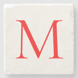 Initiaal letter red white monogramed professional stenen onderzetter