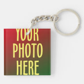 Initiaal Letter roze Camo Voeg je foto toe Sleutelhanger (Achterkant)