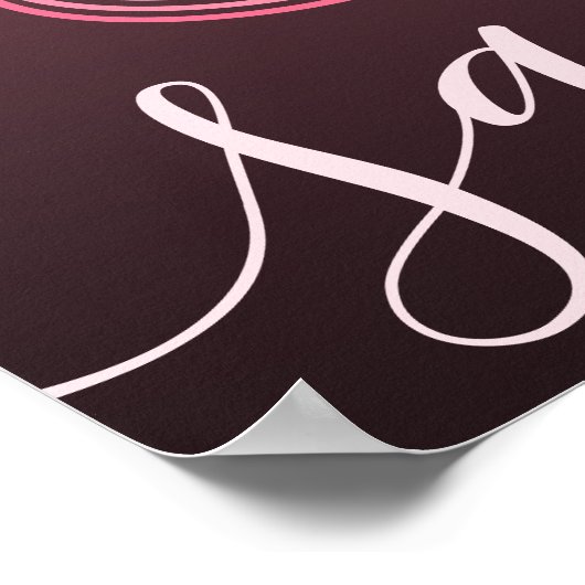 Initiaal Letter Roze Script Fotonaam Monogram Poster (Hoek)