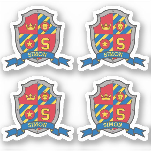 Initiaal letter S aangepaste naam Simon lion crest Sticker (Voorkant)