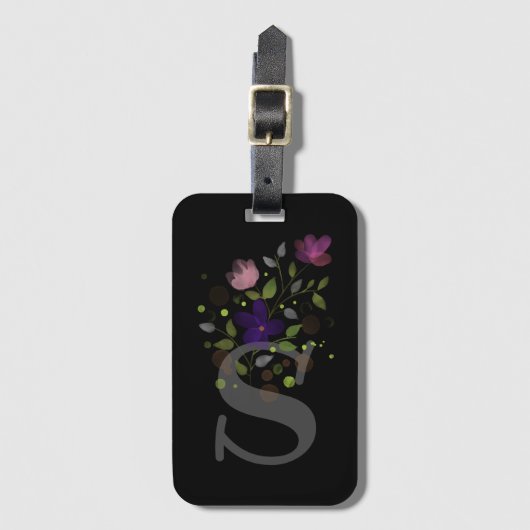 Initiaal Letter S Plus Floral Design Bagagelabel (Voorkant (verticaal))