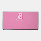 Initiaal Letter Stijlvolle Hot Roze Naam Monogram Bureaumat (Voorkant)