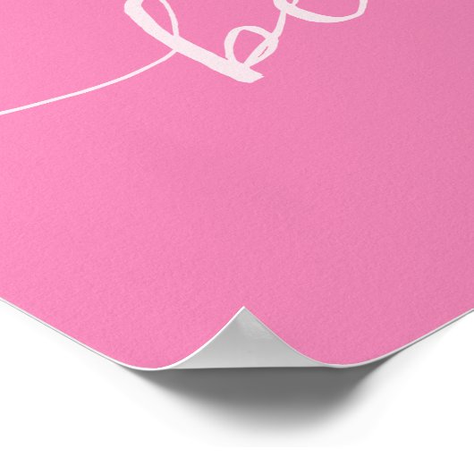 Initiaal Letter Stijlvolle Hot Roze Naam Monogram Poster (Hoek)
