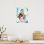 Initiaal Letter Stijlvolle Hot Roze Naam Monogram Poster (Keuken)