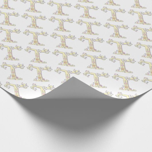 Initiaal letter T monogram gepersonaliseerde omloo Cadeaupapier (Hoek)