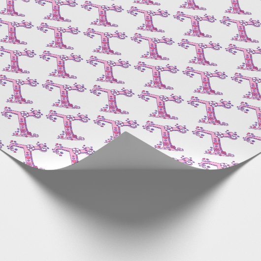 Initiaal letter T monogram gepersonaliseerde omloo Cadeaupapier (Hoek)