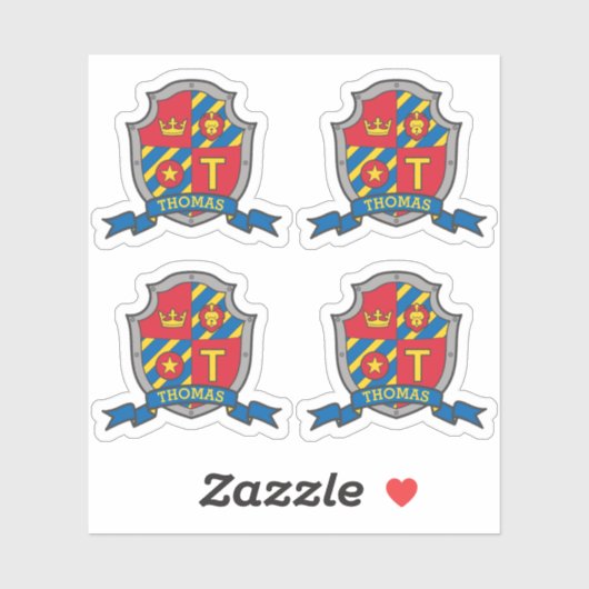 Initiaal letter T op maat Thomas lion crest Sticker (Vel)