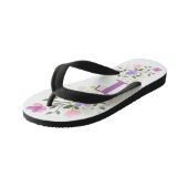Initiaal Letter T Plus Floral Design Kinder Teenslippers (Schuin)