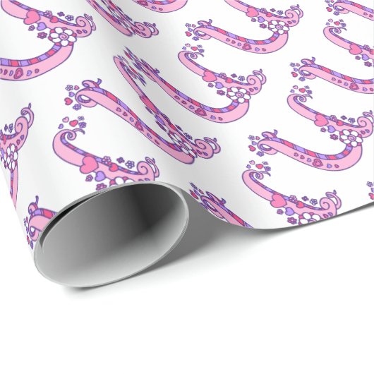 Initiaal letter U monogram roze gepersonaliseerde Cadeaupapier (Rol Hoek)