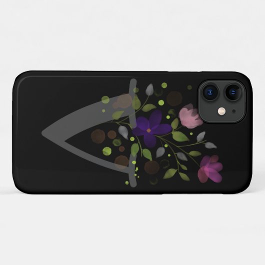 Initiaal Letter V Plus Floral Design Case-Mate iPhone Case (Achterkant (horizontaal))