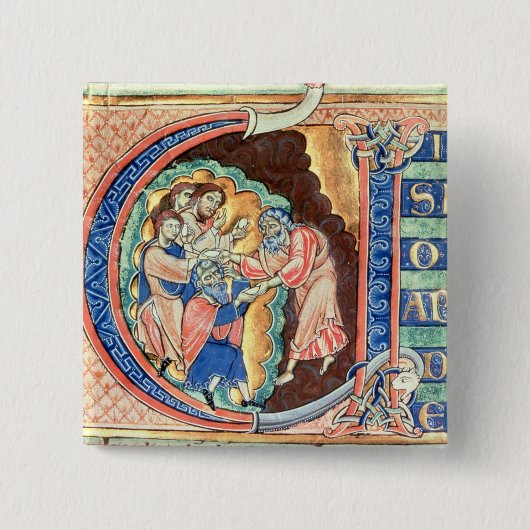 Initiaal Letter 'V' Visio Abdie Vierkante Button 5,1 Cm (Voorkant)