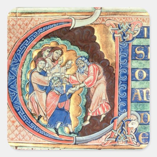 Initiaal Letter 'V' Visio Abdie Vierkante Sticker (Voorkant)