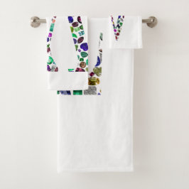Initiaal Letter W Edelsteen Ontwerp Bad Handdoek