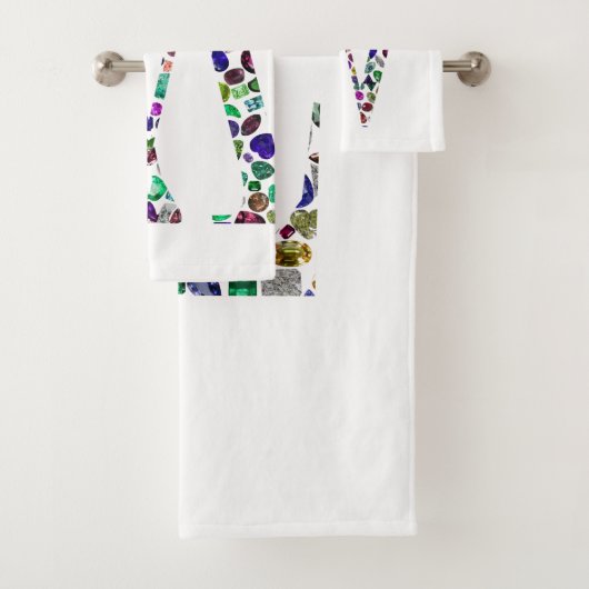 Initiaal Letter W Edelsteen Ontwerp Bad Handdoek (Insitu)