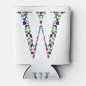 Initiaal Letter W Edelsteen Ontwerp Blikjeskoeler (Voorkant)