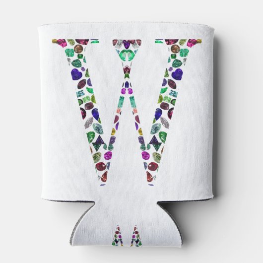 Initiaal Letter W Edelsteen Ontwerp Blikjeskoeler (Achterkant)