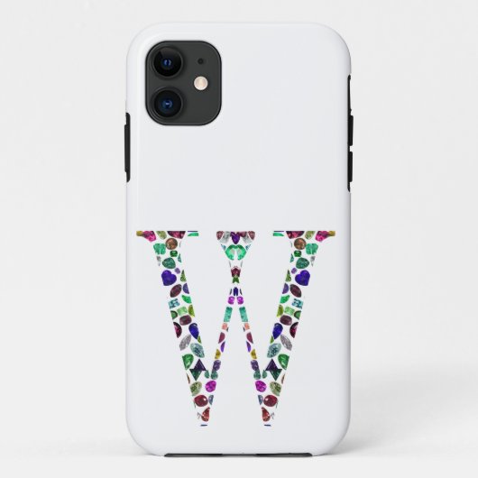 Initiaal Letter W Edelsteen Ontwerp Case-Mate iPhone Case (Achterkant)