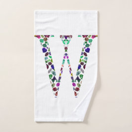Initiaal Letter W Edelsteen Ontwerp Handdoek