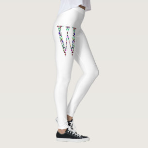 Initiaal Letter W Edelsteen Ontwerp Leggings