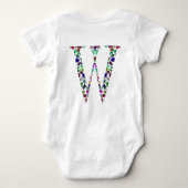 Initiaal Letter W Edelsteen Ontwerp Romper (Achterkant)