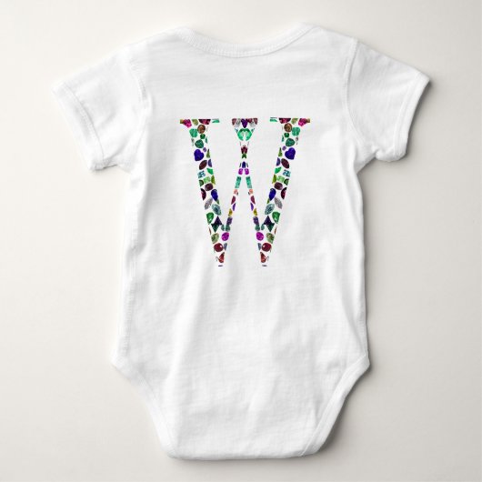 Initiaal Letter W Edelsteen Ontwerp Romper (Achterkant)
