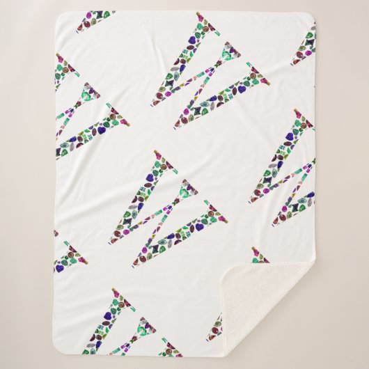 Initiaal Letter W Edelsteen Ontwerp Sherpa Deken (Voorkant)