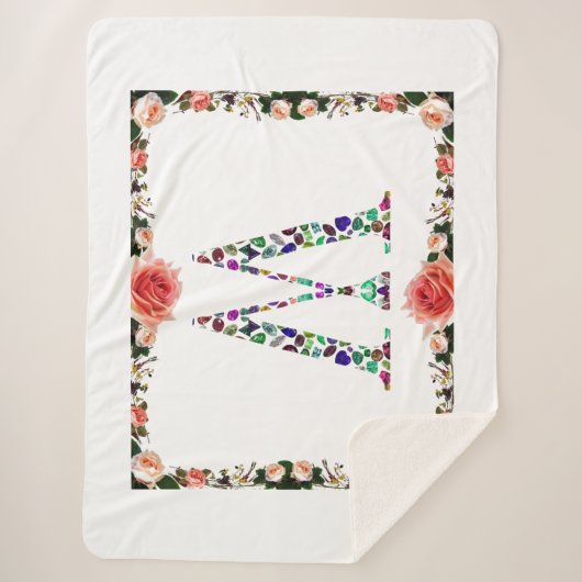 Initiaal Letter W Edelsteen Ontwerp Sherpa Deken (Voorkant)