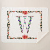 Initiaal Letter W Edelsteen Ontwerp Sherpa Deken (Voorkant (horizontaal))