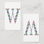 Initiaal Letter W Edelsteen Ontwerp Visitekaartje (Voorkant / Achterkant)