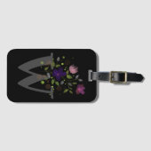 Initiaal Letter W plus Floral Design Bagagelabel (Voorkant (horizontaal))