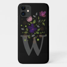 Initiaal Letter W Plus Floral Design