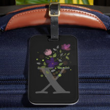 Initiaal Letter X Plus Floral Design Bagagelabel