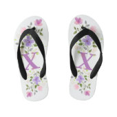 Initiaal Letter X Plus Floral Design Kinder Teenslippers (Voetbed)