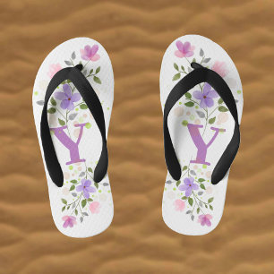 Initiaal Letter Y Plus Floral Design Kinder Teenslippers