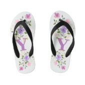 Initiaal Letter Y Plus Floral Design Kinder Teenslippers (Voetbed)