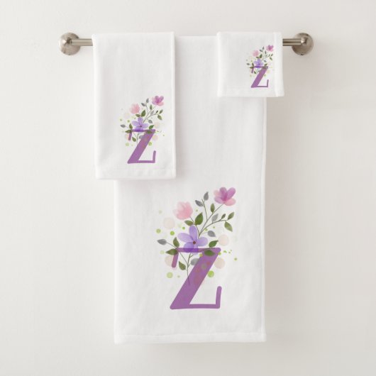 Initiaal Letter Z Plus Floral Design Bad Handdoek (Insitu)