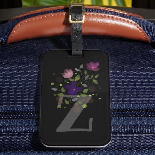 Initiaal Letter Z Plus Floral Design Bagagelabel (Voorkant Insitu 2)