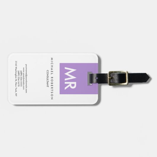 Initiaal Letters Monogram Elegant Unique Bagagelabel (Voorkant horizontaal)