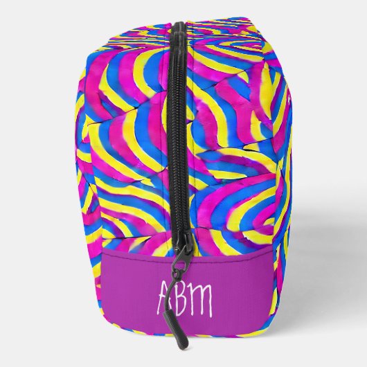 Initiaal Levendige paarse Schattigee abstracte pat Toilettasje (Rechts)