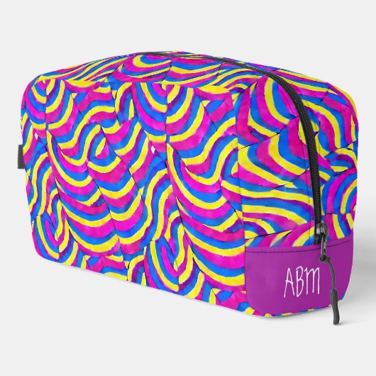 Initiaal Levendige paarse Schattigee abstracte pat Toilettasje (Rechterhoek)