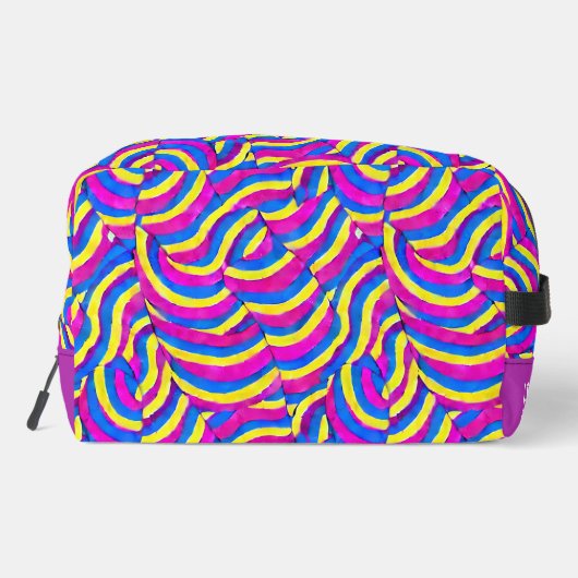 Initiaal Levendige paarse Schattigee abstracte pat Toilettasje (Achterkant)