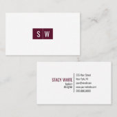 Initiaal Logo Minimale Moderne Sleek Bourgogne Visitekaartje (Voorkant / Achterkant)
