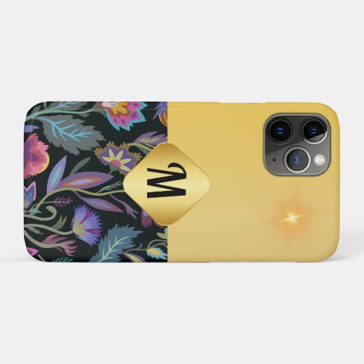 Initiaal Luxe kunst met Victoriaans bloemen Gold Case-Mate iPhone Case (Achterkant (horizontaal))