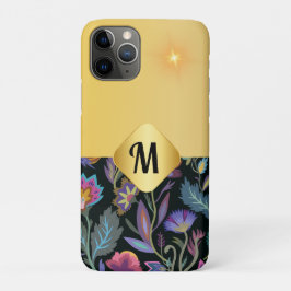 Initiaal Luxe kunst met Victoriaans bloemen Gold Case-Mate iPhone Case