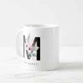 Initiaal "M" Alphabet Mok Monogram Boho Waterverf (Voorkant links)